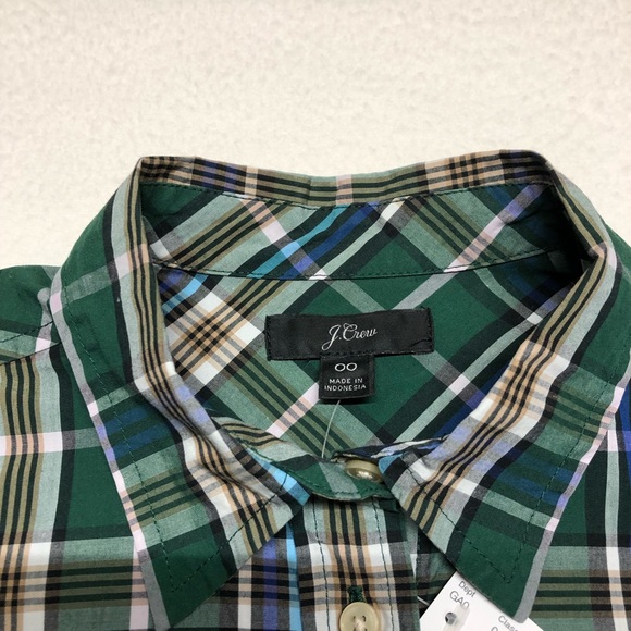 J Crew Shirt XS Womens Button Up Plaid Long Sleeve Blouse Green Casual Cotton - Picture 7 of 15